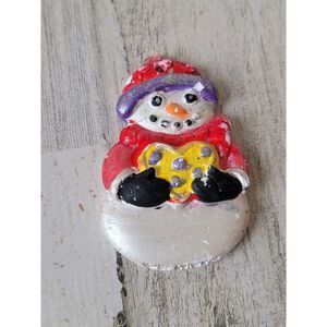 Snowman‎ glitter heart AS IS ornament Xmas decor